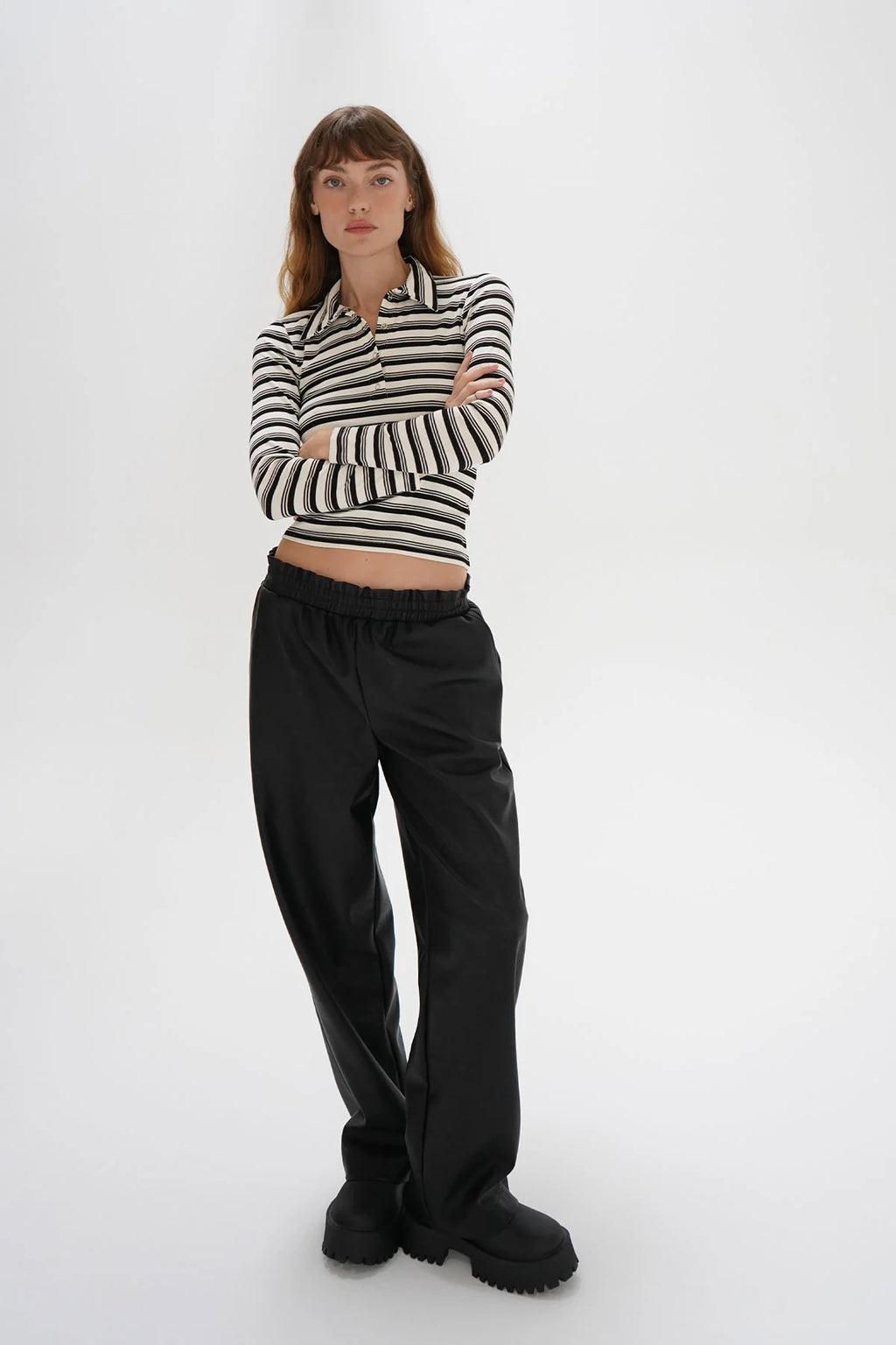 Sylvie Collared Ribbed Long Sleeve