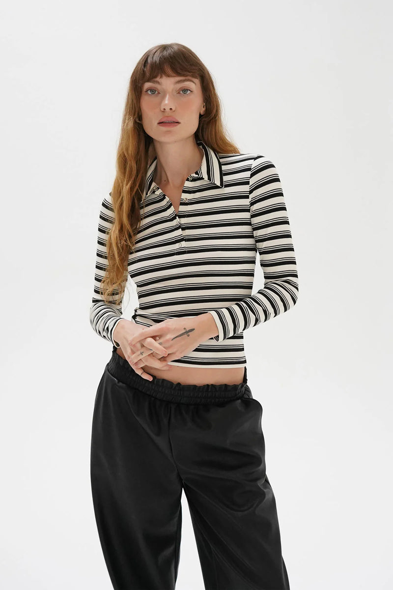 Sylvie Collared Ribbed Long Sleeve