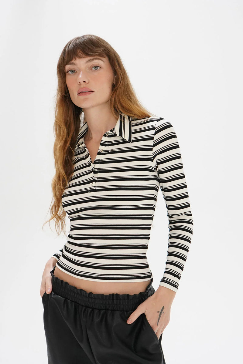 Sylvie Collared Ribbed Long Sleeve