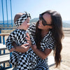 B&W Wavy Checker Bamboo Head Wrap