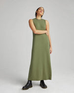 Vintage Rib Column Dress Olive Army