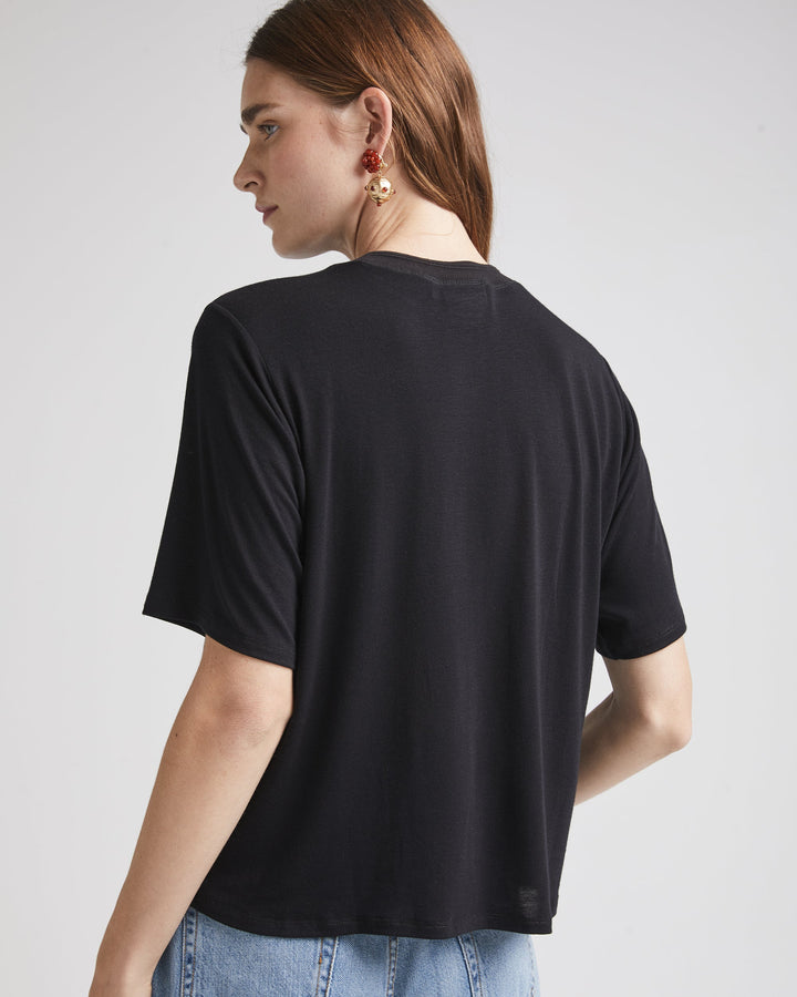 Women's Recycled Jersey Elbow Tee Black