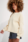 Organic Cotton Henley Waffle Pullover Creme
