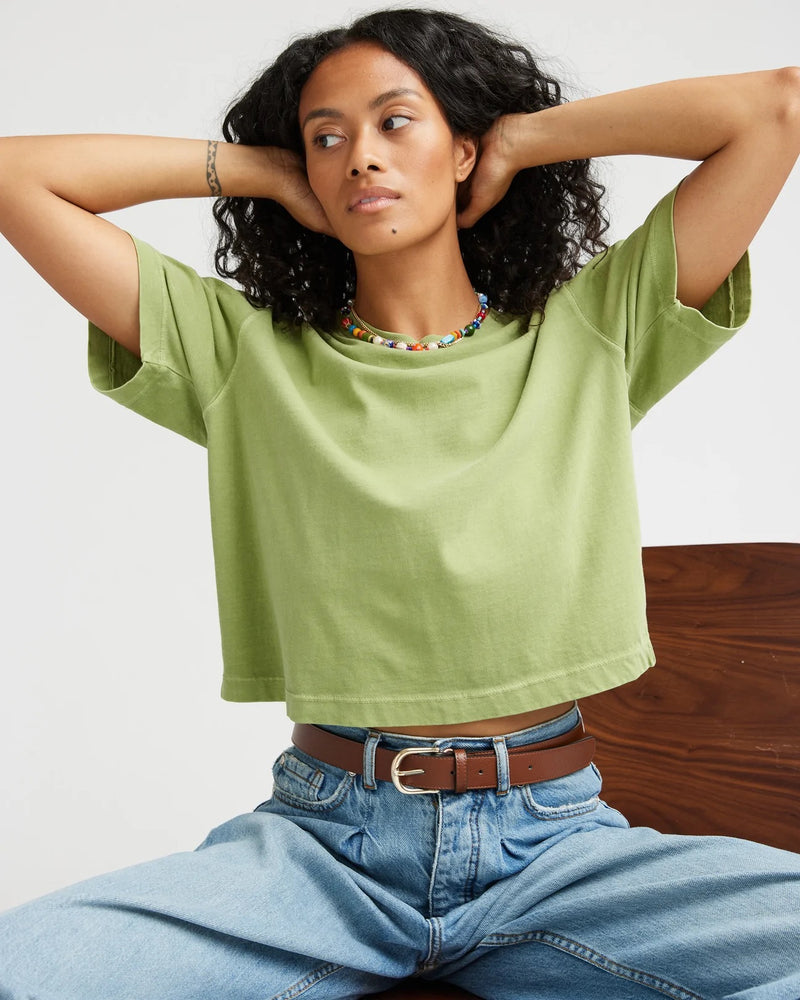 Relaxed Crop Tee Green Lawn