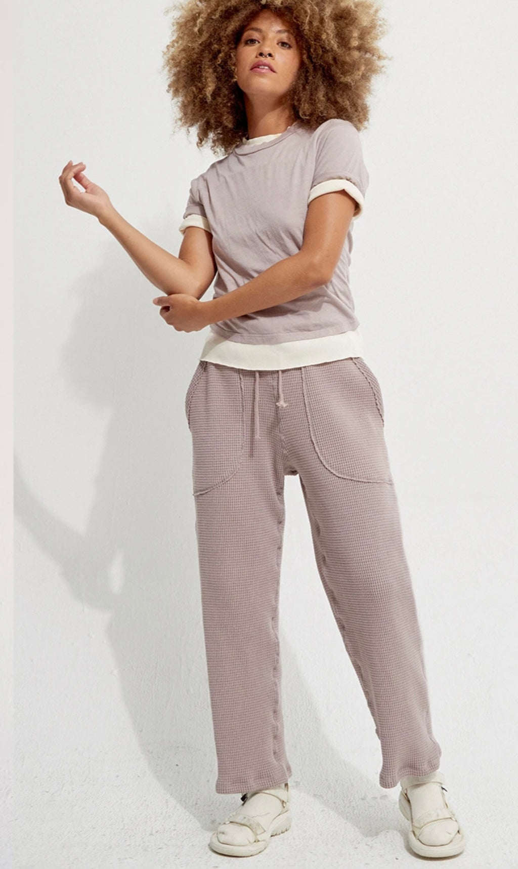 Organic Cotton Waffle Jogger Mushroom