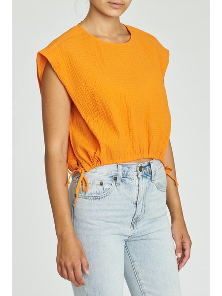 Adriana Tie Hem Crop Top Golden Orange