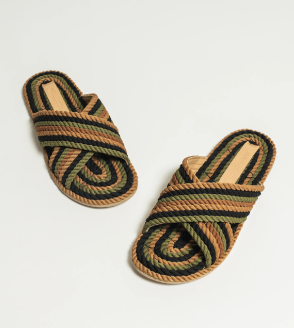 Salt + Umber Saraya Vegan Rope Slide Sandal Earth Tone Multi / 37