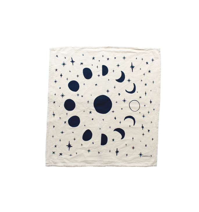 Moon Phases Tea Towel Navy