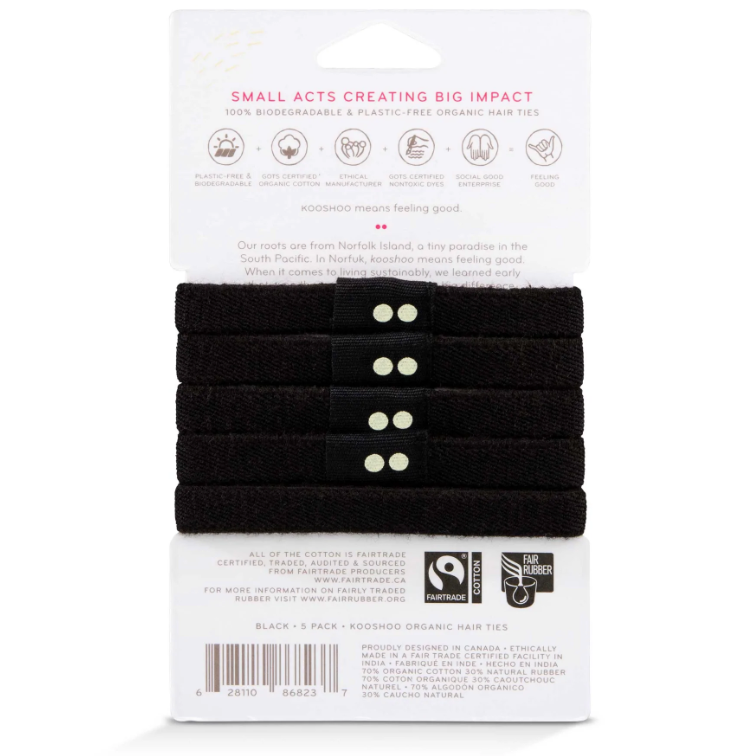 Plastic Free Hair Ties Black