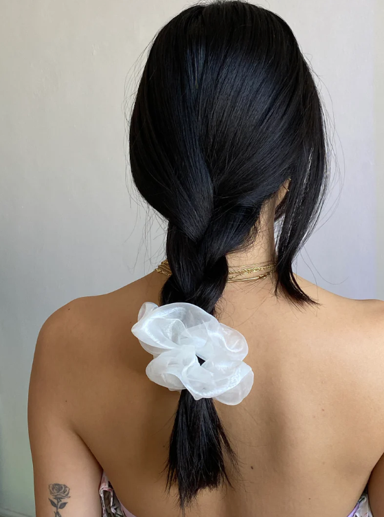 Mini Cloud Scrunchie White