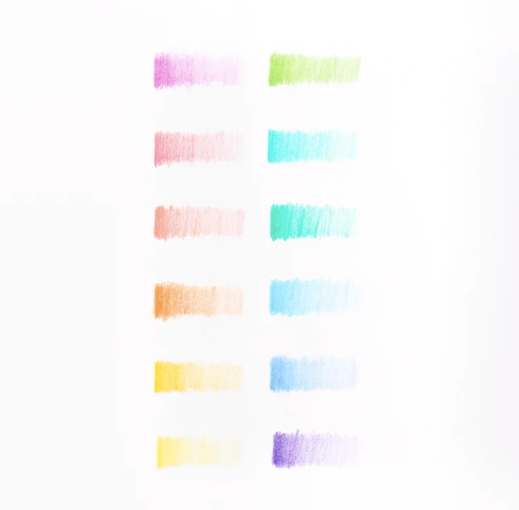Pastel hues colored pencils - set of 12