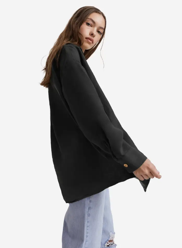 Linen Long Sleeve Shirt Jet Black