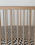 B&W Wavy Checker Crib Sheet