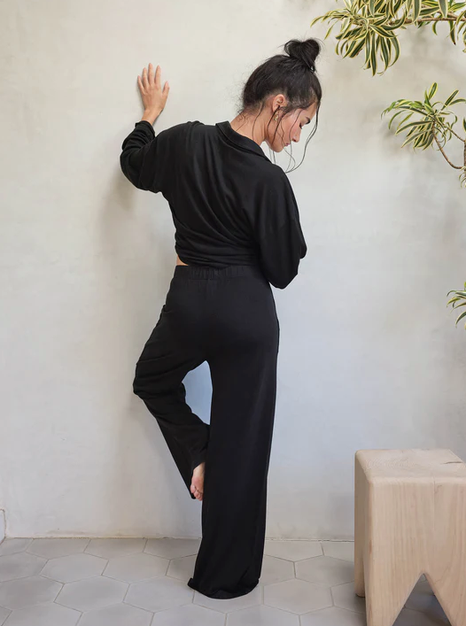 Tencel Wide Leg Pant Jet Black
