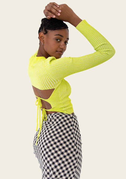 Audrey Ribbed Knit Crop Chartreuse
