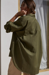 Romania Oversized Linen Shirt Olive Green